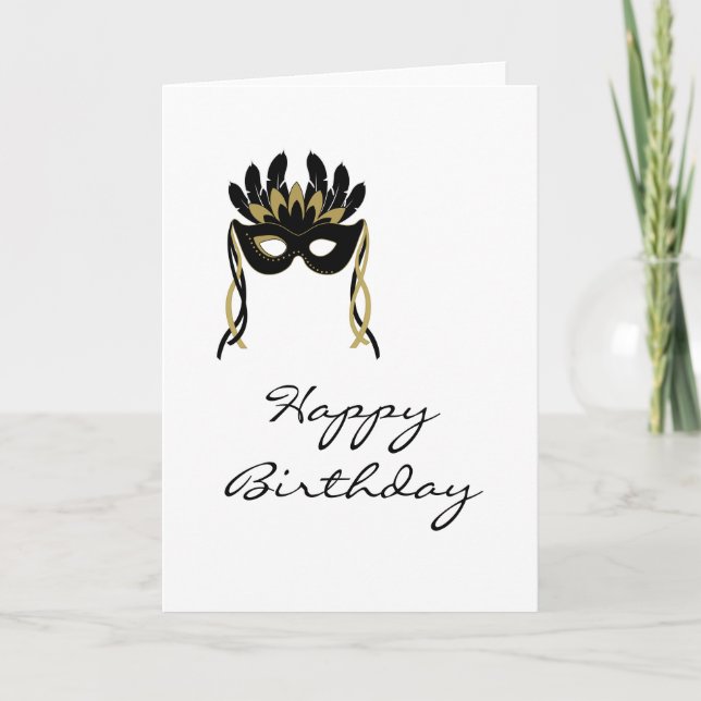 Cartão Harlequin Mask Happy Birthday Card (Frente)
