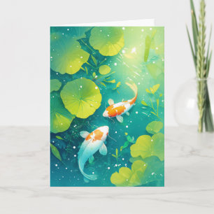 Cartão Harmonia dos Peixes Koi em Águas Serenas