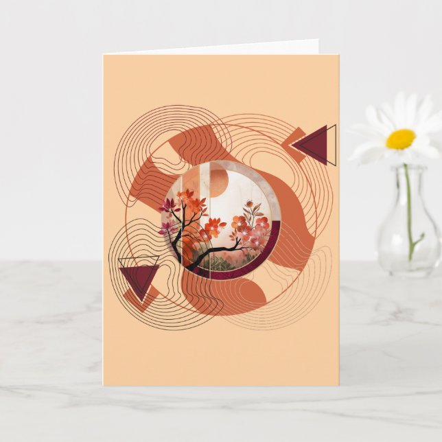 Cartão Harmonious Orange Blossom Circles (Planta pequena)