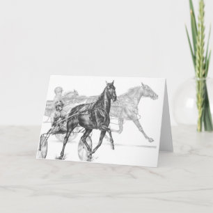 Cartão Harness Horse Racing Drawing by Kelli Swan