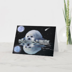 Cartão HARP SEAL Fantasy Wildlife Art Greeting Card