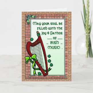 Cartão Harp, Shamrocks, Bênção Musical Irlandesa Personal