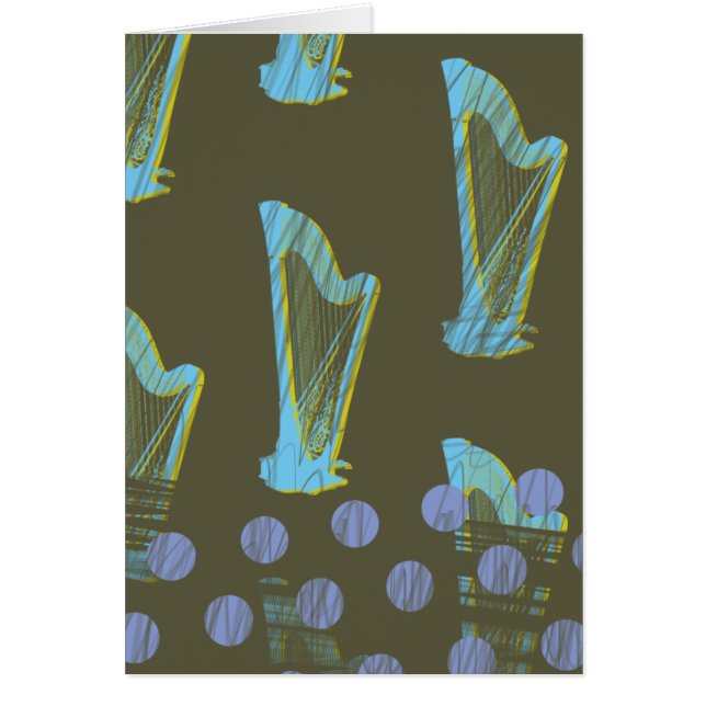 Cartão Harpa e polkadtos (Frente)