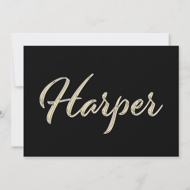 Cartão Harper white gold Handwriting Karte (Frente)