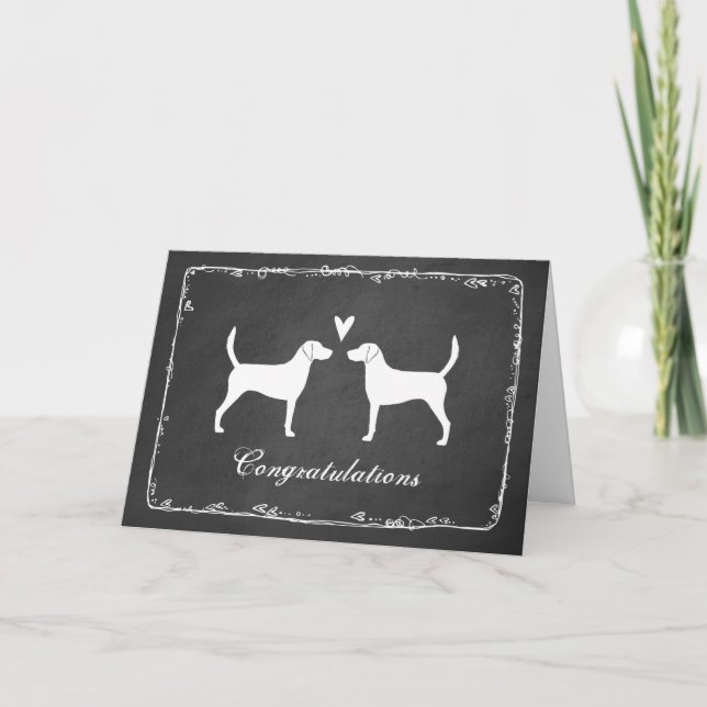 Cartão Harrier Dog Silhouettes Parabéns de Casamento (Frente)