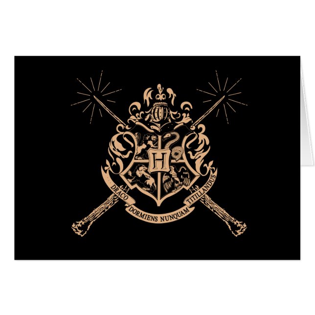 Cartão Harry Potter | Brasão de Armas de Hogwarts com Var (Frente Horizontal)