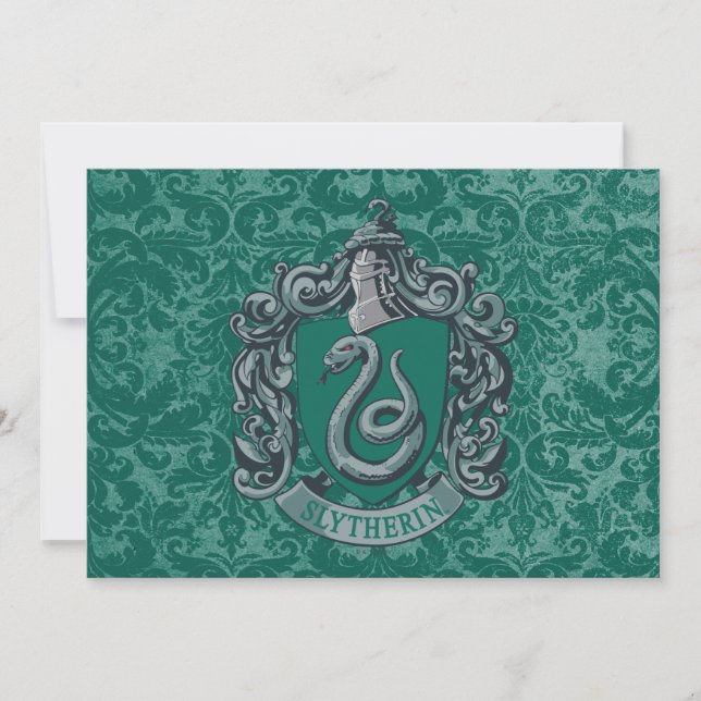 Cartão Harry Potter | Brasão de Slytherin Verde (Frente)