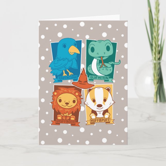 CARTÃO HARRY POTTER™| CASAS HOGWARTS™ DE CARTOON (Frente)
