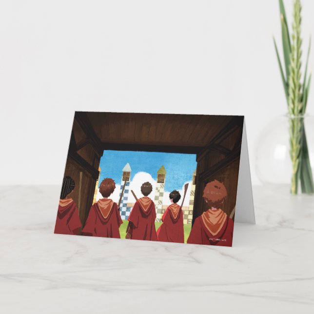 Cartão HARRY POTTER™ e a equipe GRYFFINDOR™ QUIDDITCH™ (Frente)