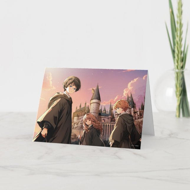 Cartão HARRY POTTER™ Hermione & Ron HOGWARTS™ Cena de Ani (Frente)