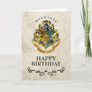 Cartão Harry Potter Hogwarts Crest Feliz Aniversário