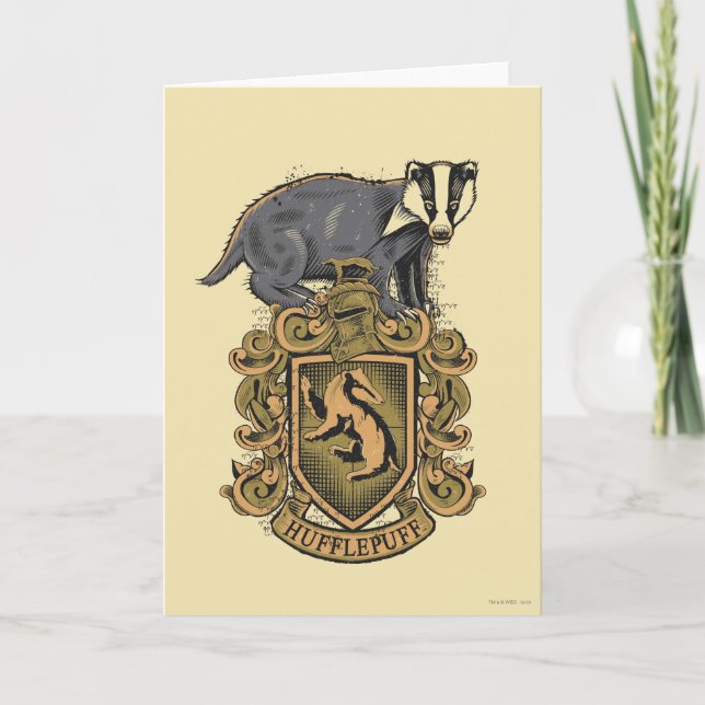 Cartão Harry Potter | Hufflepuff Crest with Badger (Frente)