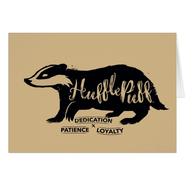 Cartão Harry Potter | HUFFLEPUFF™ Tipografia Silhueta (Frente Horizontal)