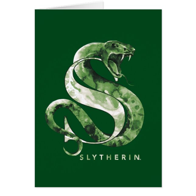 Cartão Harry Potter | SLYTHERIN™ Cobra Watercolor (Frente)