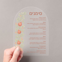 Cartão Hashana da Watercolor Apple Simanim Rosh