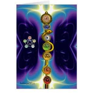CARTÃO HASTE DE ASCLEPIUS 7 CHAKRAS, IOGA, ENERGIA