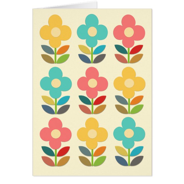 Cartão Hastes do estilo e floral nórdicos (Frente)