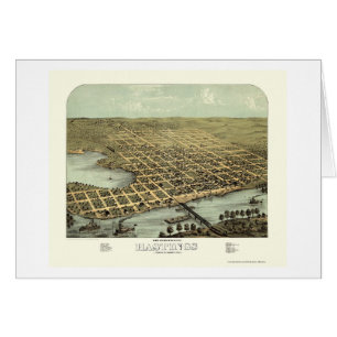 Cartão Hastings, mapa panorâmico do manganês - 1867