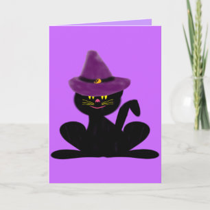 Cartão Hat On A Cat Halloween Birthday Greeting Card