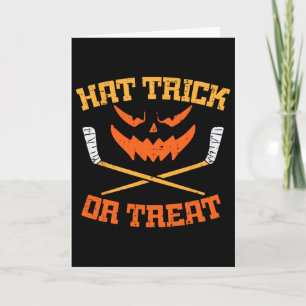 Cartão Hat Trick Ou Truque de Hóquei no Gelo Halloween Me