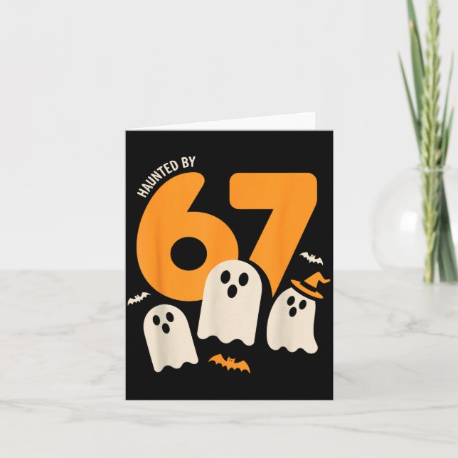 Cartão Haunted By 67 Funny Halloween Meme Design  (Frente)