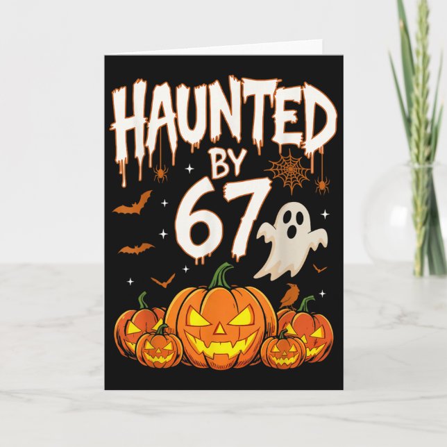 Cartão Haunted By 67 Funny Pumpkin And Ghost Halloween Co (Frente)