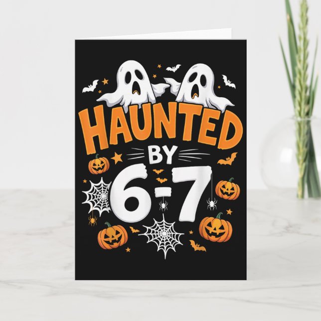 Cartão Haunted By 67 Funny Pumpkin And Ghost Halloween Co (Frente)