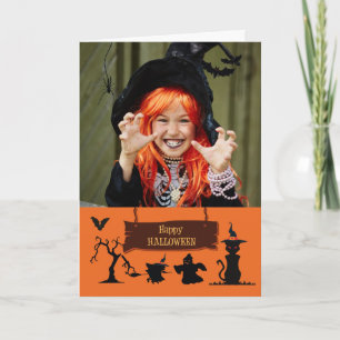 Cartão Haunted Fun Halloween Customizable Photo Card