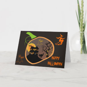 Cartão Haunted House Halloween Custom Greeting Card