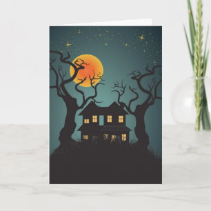 Cartão Haunted House Halloween Greeting Card