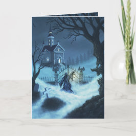 Cartão Haunted house welcome gothic halloween fantasy art