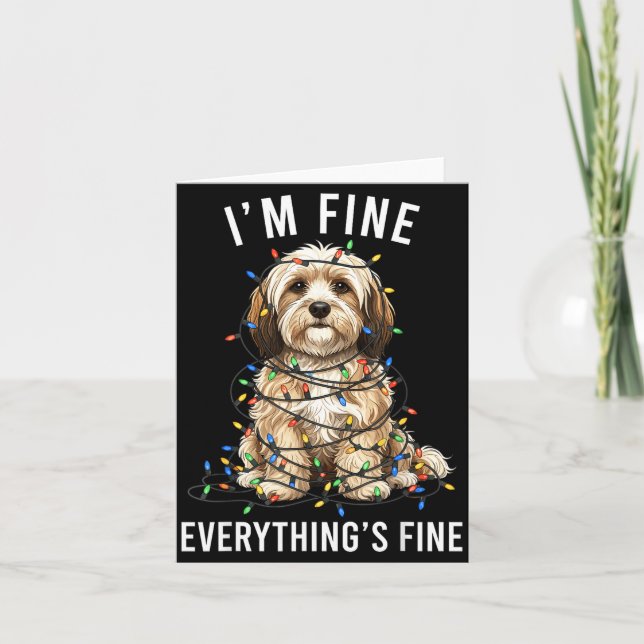 Cartão Havanese Christmas I'm Fine Everything Is Fine  (Frente)