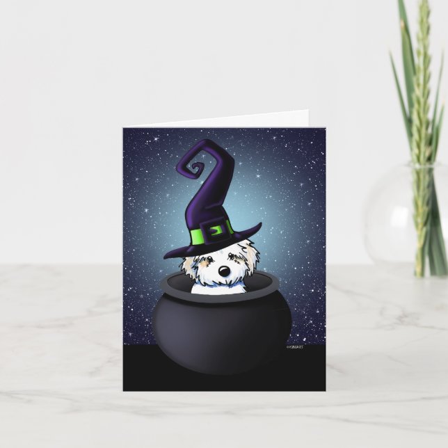 Cartão Havanese Dog Witch KiniArt Halloween (Frente)