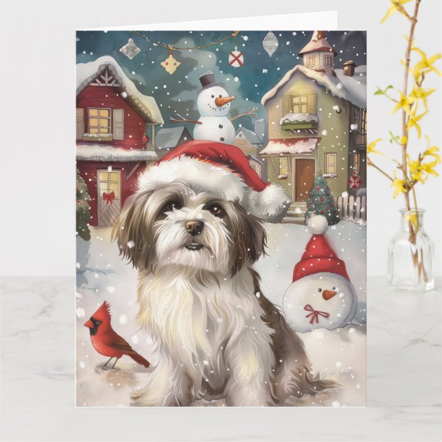 Cartão Havanese Winter Wonderland Christmas Joy (Flor Amarela)