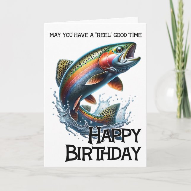 Cartão Have A Reel Good Birthday Card With Trout (Frente)