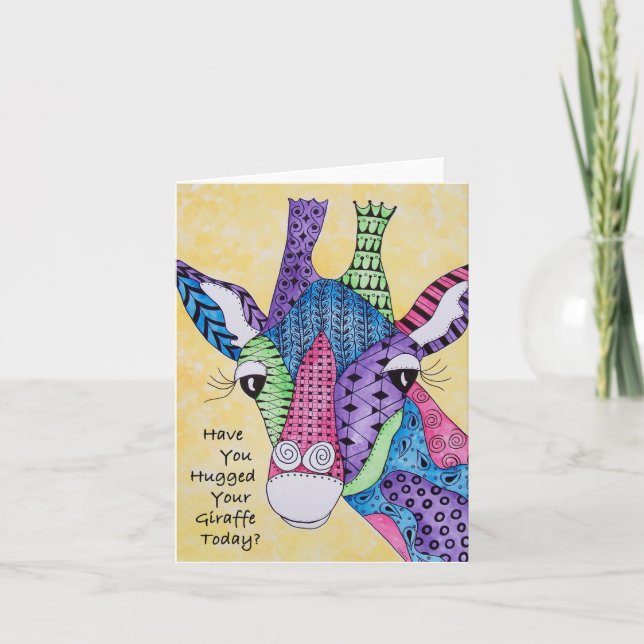 Cartão Have You Hugged Your Giraffe Today Note Card (Frente)