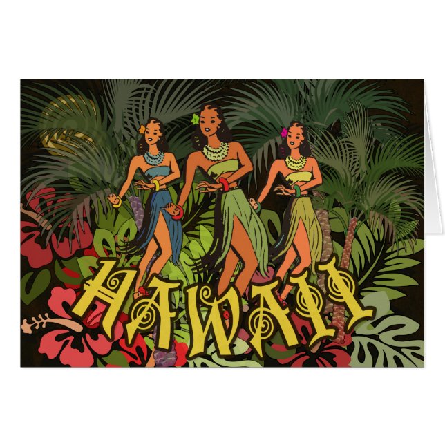 Cartão Hawaii Aloha Palm Hula Art Design (Frente Horizontal)