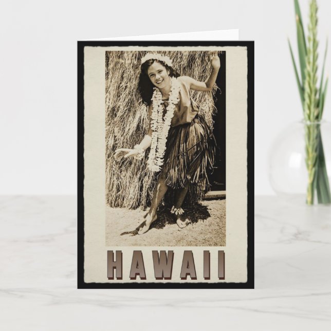 Cartão Hawaii Hula Girl Vintage Foto (Frente)