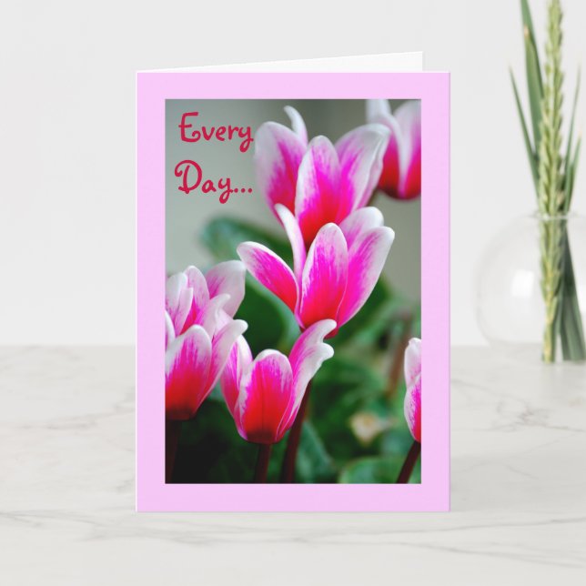 Cartão Hawaii Pink Cyclamen Flowers, Get Well (Frente)