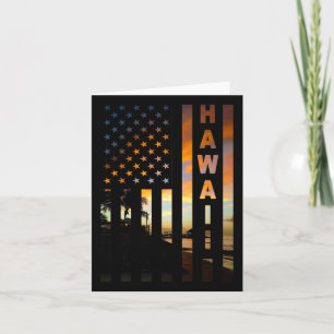 Cartão Hawaii Sunset American Flag Honolulu Hawaiian Isla