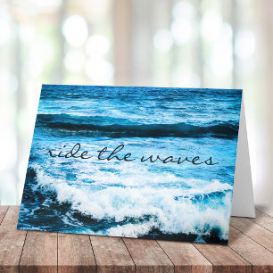 Cartão Hawaii Tropical Blue Ocean Ride the Waves Script