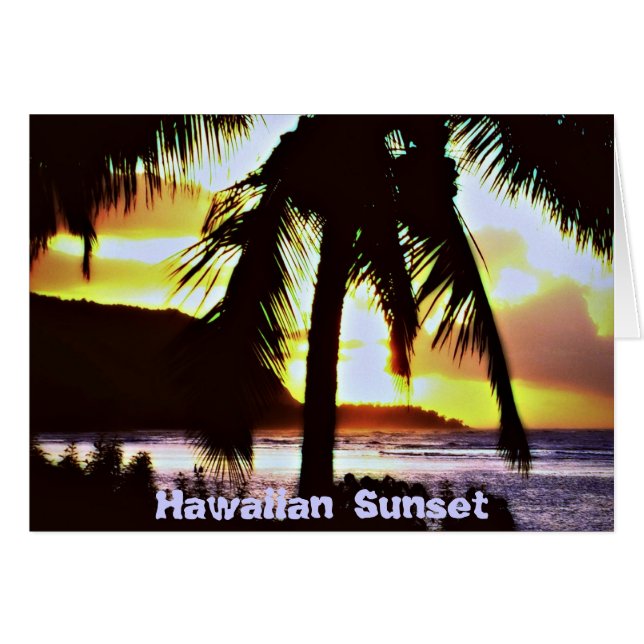 Cartão Hawaiian Beach Sunset (Frente Horizontal)