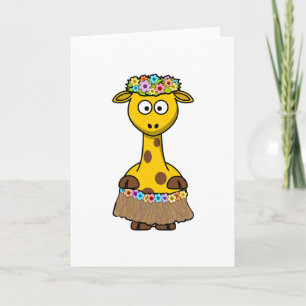Cartão Hawaiian Giraffe Cartoon