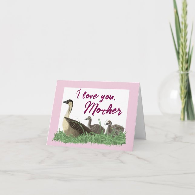 Cartão Hawaiian Nene Goose Family Mother’s Day (Frente)
