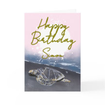 Hawaiian Sea Turtle Birthday Card