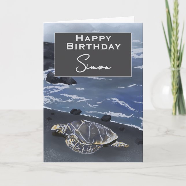 Cartão Hawaiian Sea Turtle Personalized Birthday Card (Frente)