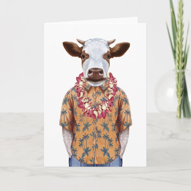 Cartão Hawaiian Shirt Cow (Frente)