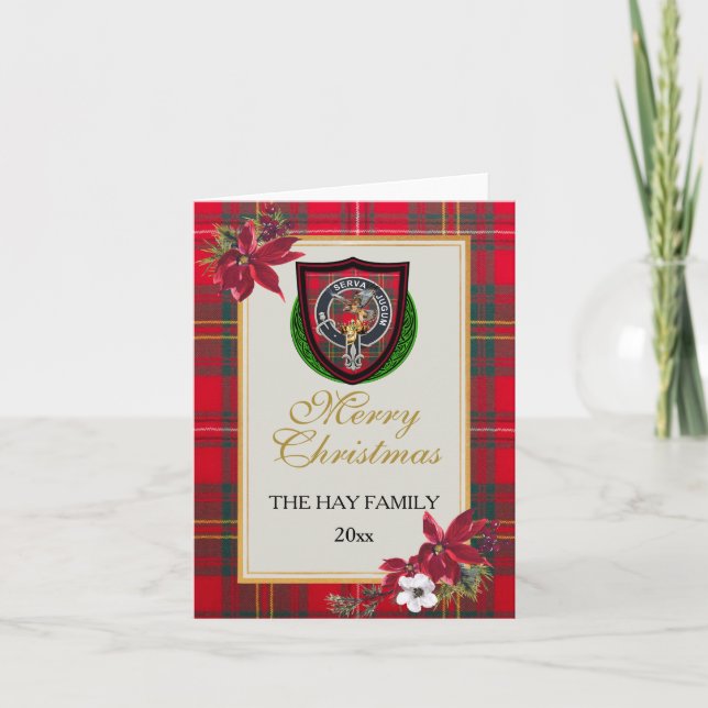 Cartão Hay Scottish Clan Tartan & Crest (Frente)