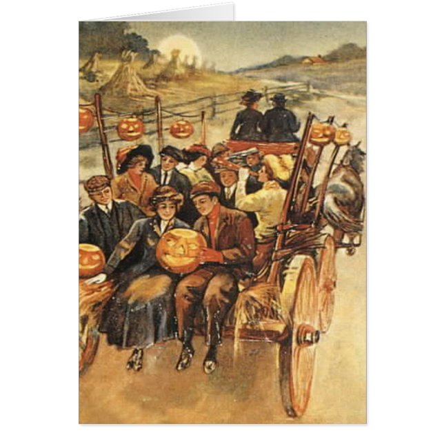 Cartão Hayride Jack O' Lantern Pumpkin Moon (Frente)