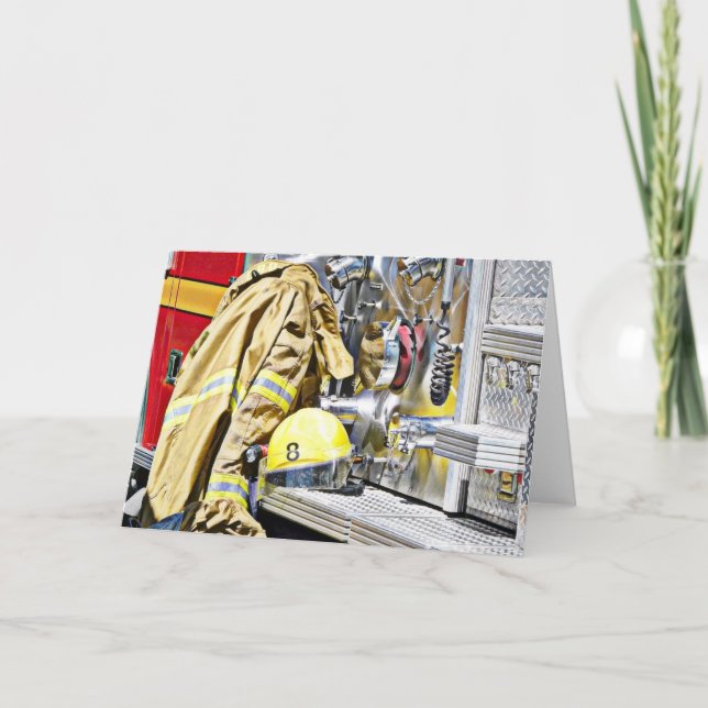 Cartão HDR Fireman Gear e Fire Truck (Frente)